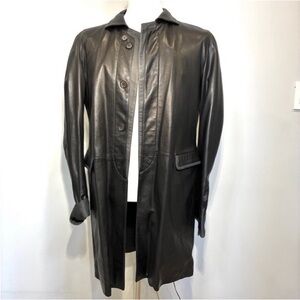 Viktor & Rolf Black Leather Coat, Size S